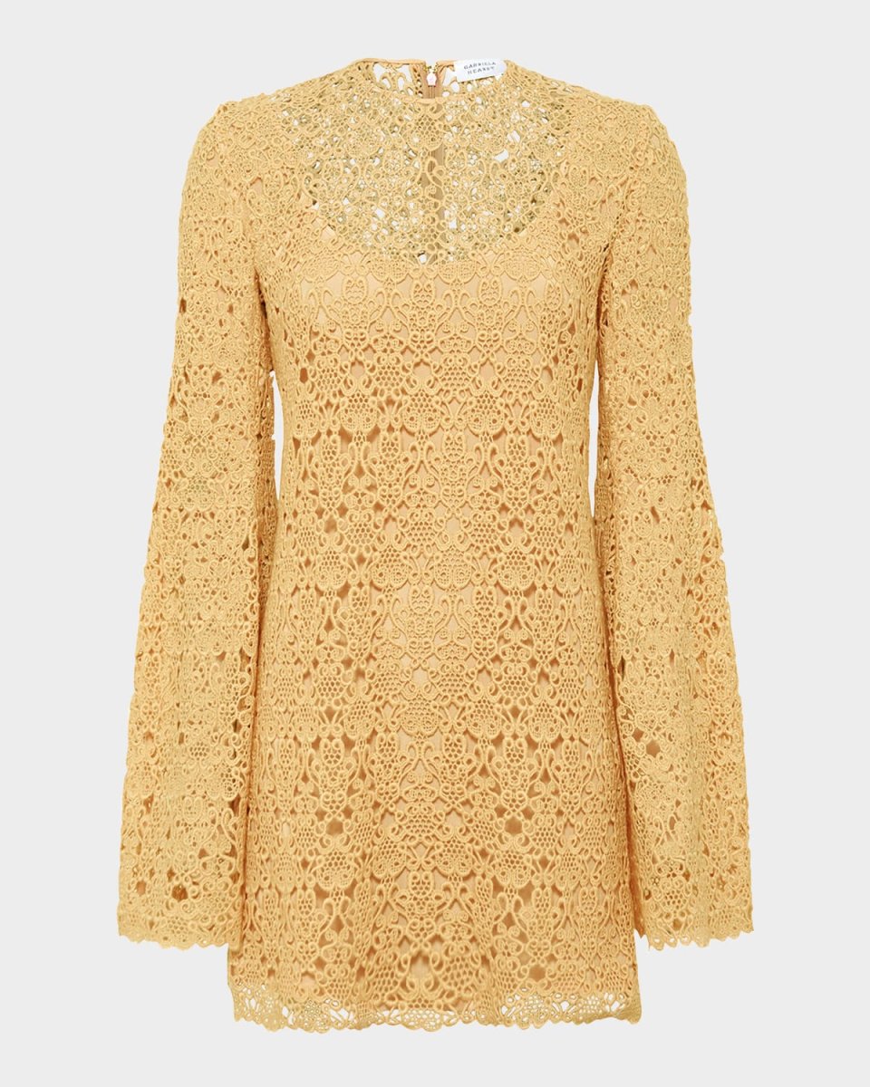 Archie Lace Flare-Sleeve Mini Dress